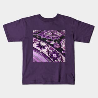 purple flower pattern, floral designs, minimal art, abstract art, floral pattern, antique rug photo , For custom orders please DM me. Kids T-Shirt